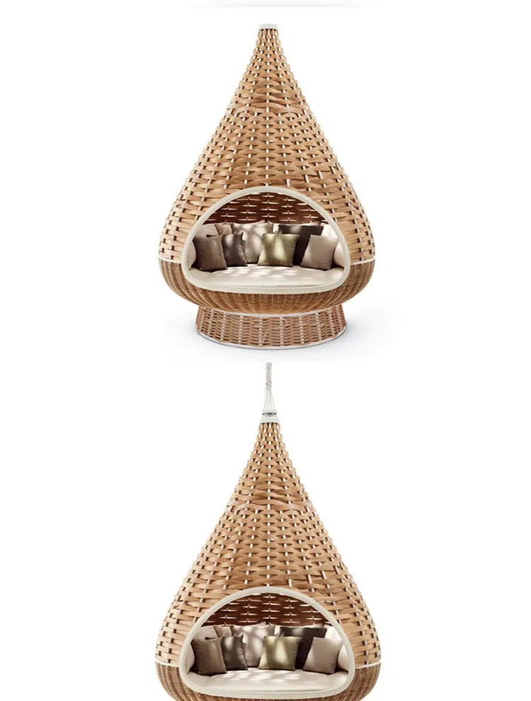 Outdoor hanging nestrest swing Hotel beach outdoor rattan swing chair weaving balcony hanging basket leisure swing bed