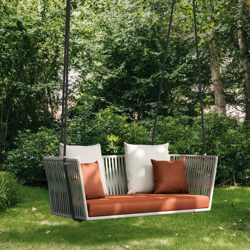 Garden Furniture Balcony Patio Rattan Swing Sofa Chair Rope Aluminum Garden Hanging Chair