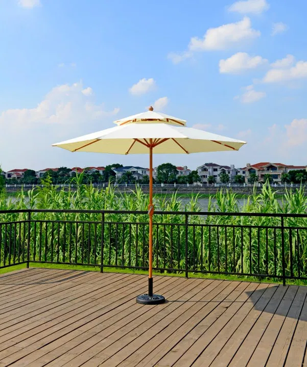 Patio Polyester Umbrella Cafe Garden Umbrella Hand Cranked Sunshade Parasol