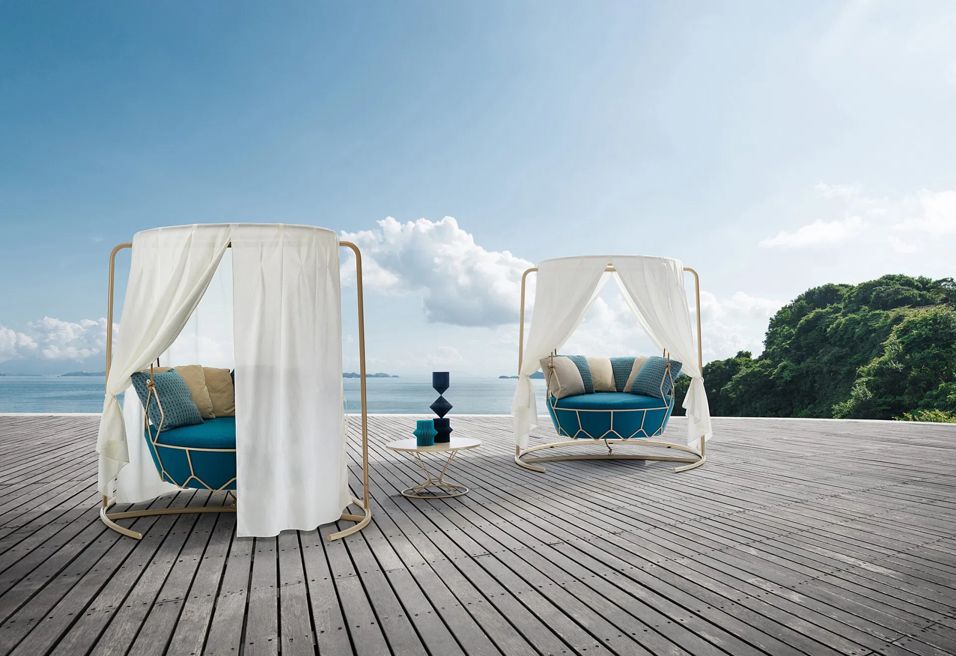 Outdoor swing garden hanging chair Home balcony garden hanging basket single cream