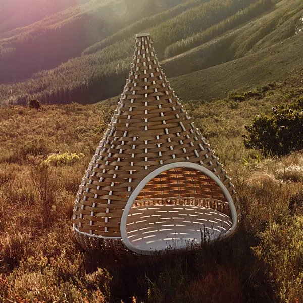 Outdoor hanging nestrest swing Hotel beach outdoor rattan swing chair weaving balcony hanging basket leisure swing bed