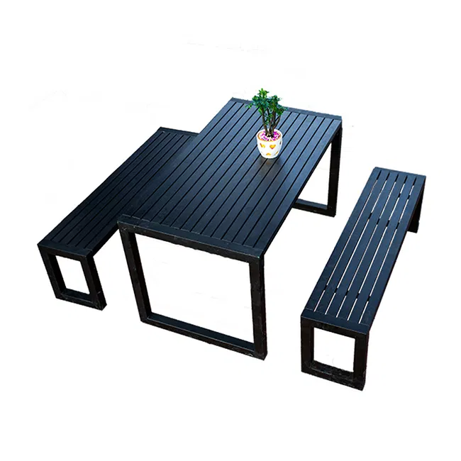 Restaurant Dining Aluminium Backyard Courtyard Bench Garden Patio Furniture Set Outdoor Table And Chair Set