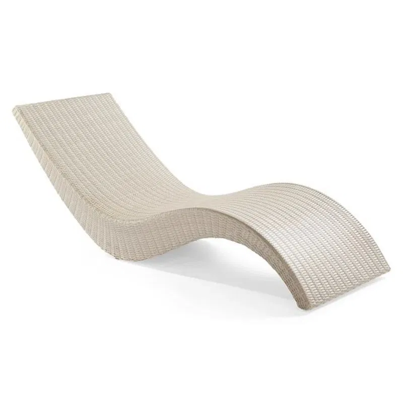 Synthetic rattan S shaped waterproof swimming pool chair wicker beach bed stacking sun lounger with cushions