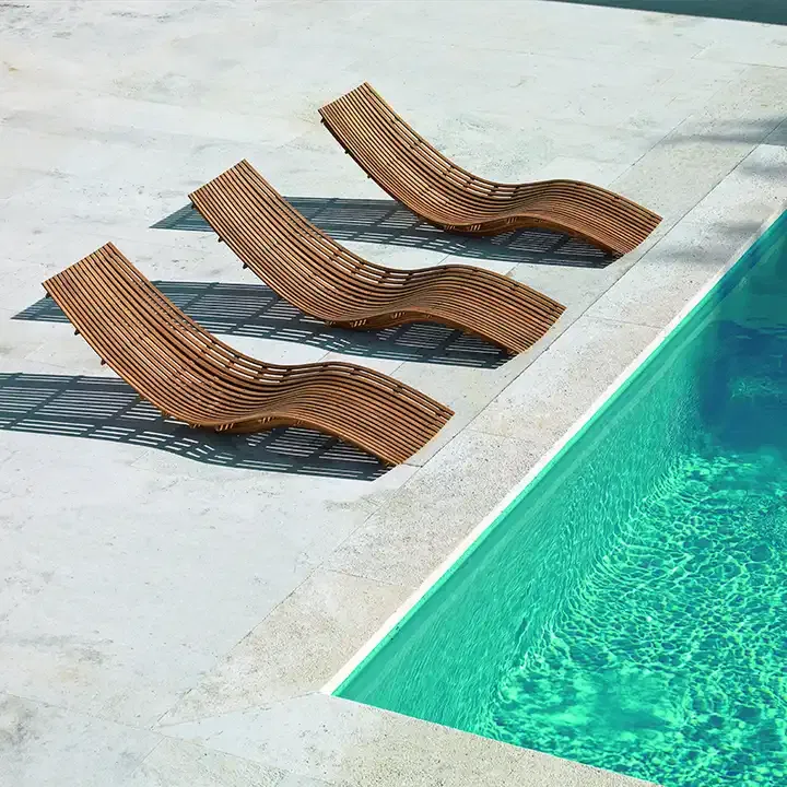 Luxury outdoor furniture poolside wood sunbed all-weather hotel beach patio garden lounge chair teak sun lounger